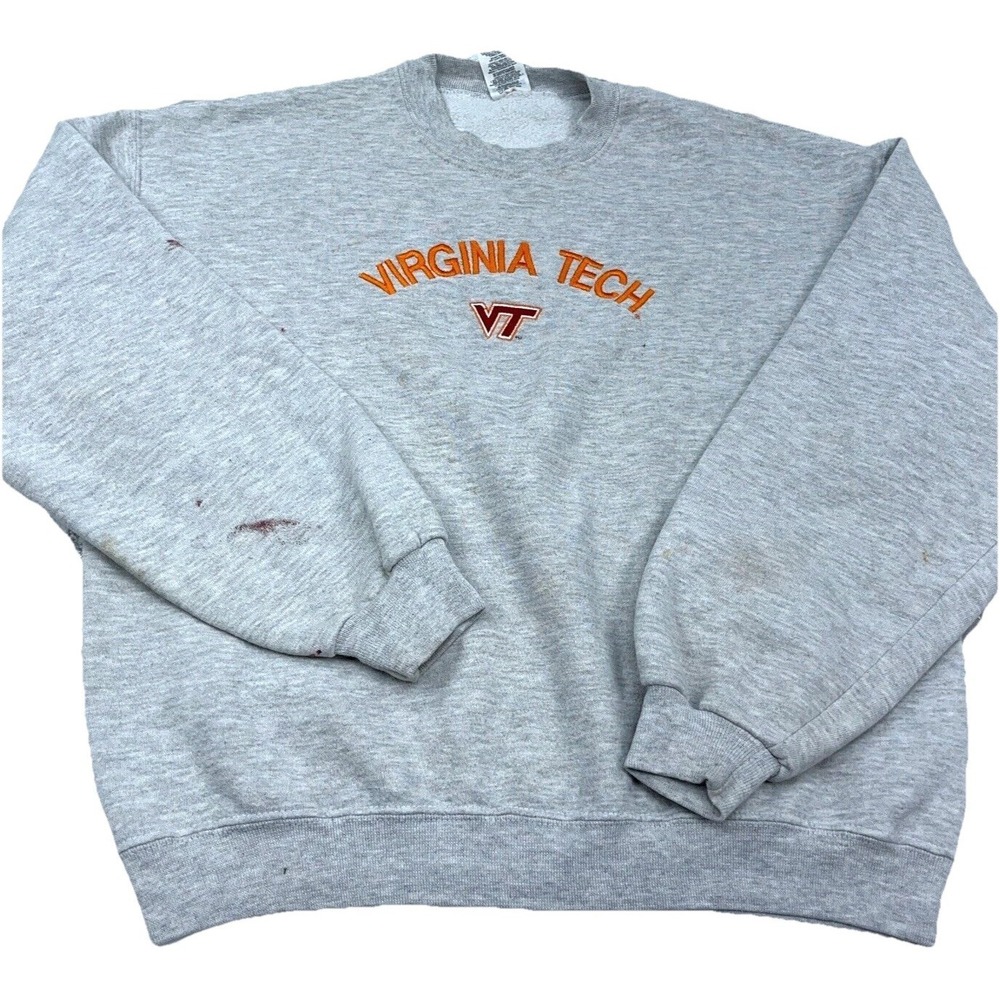 Vintage Virginia Tech Hokies Sweatshirt Men Large Crew Neck Sweater 90s Y2K 88*